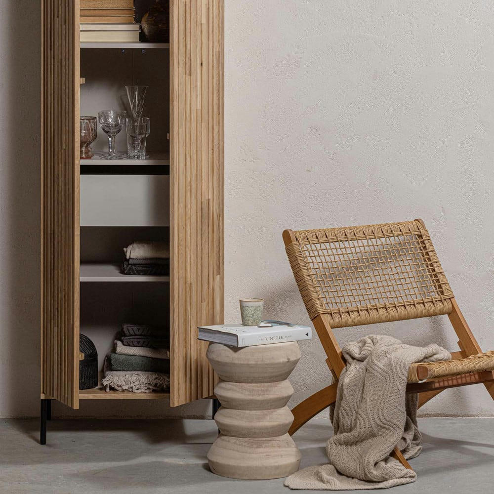 BABS - Tabouret en bois de chene beige