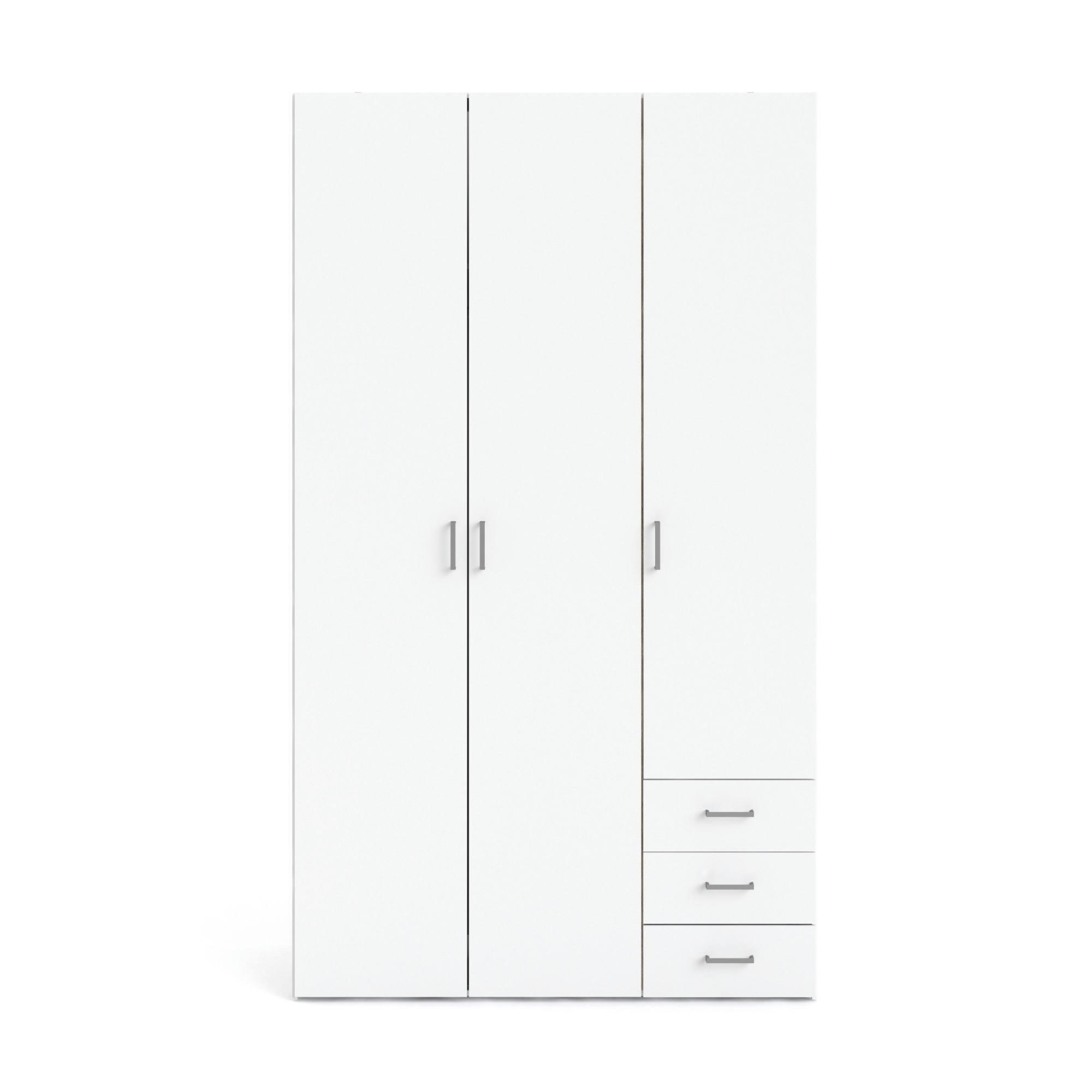 - Armoire 3 portes effet bois blanc