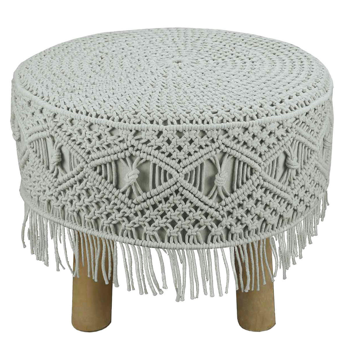 MAHRAMA - Tabouret en macramé  glacier
