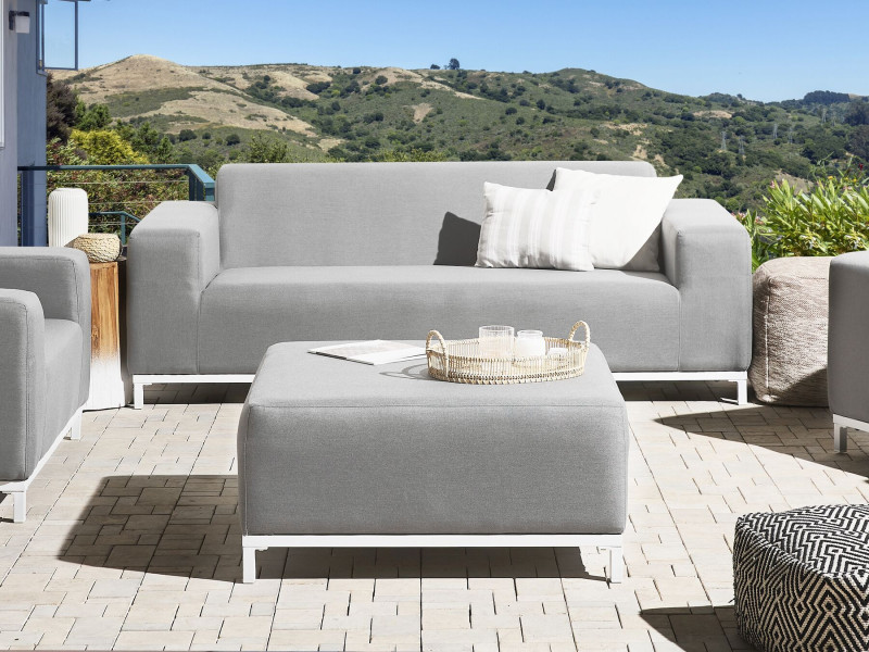 Sofa ogrodowa tapicerowana jasnoszara