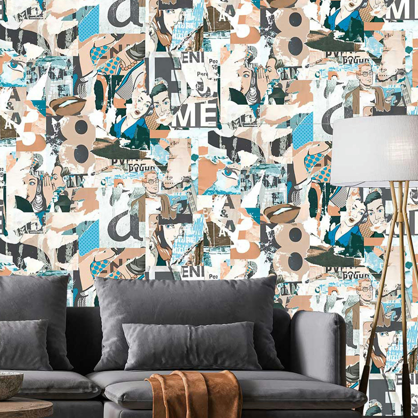 - Papier peint graphique collage pop art 0,53x10 mètrescm