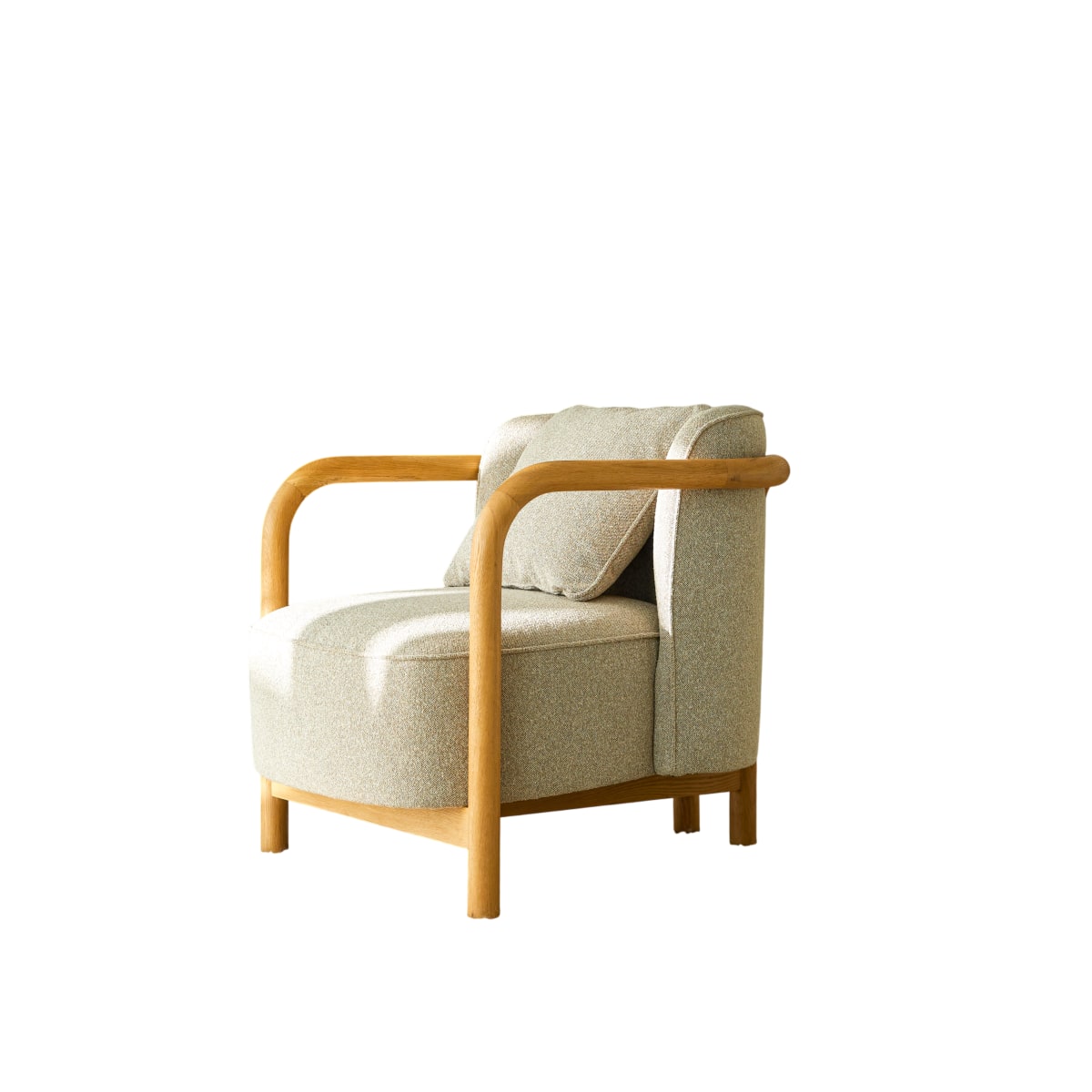 Tikamoon - Fauteuil in massief eikenhout en grijze stof Lya