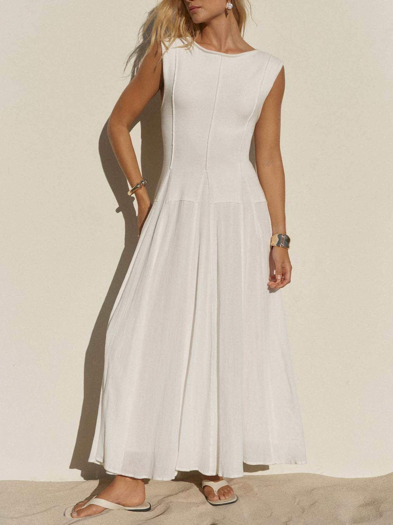 Casual Textured Knit Sleeveless Maxi Dress