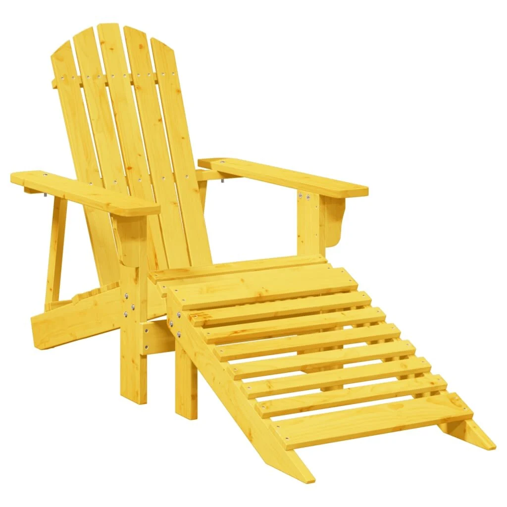 vidaXL Adirondack Chair Yellow Solid Fir Wood Medium Ergonomic - 57.3 x 27.2 x 35.6 in