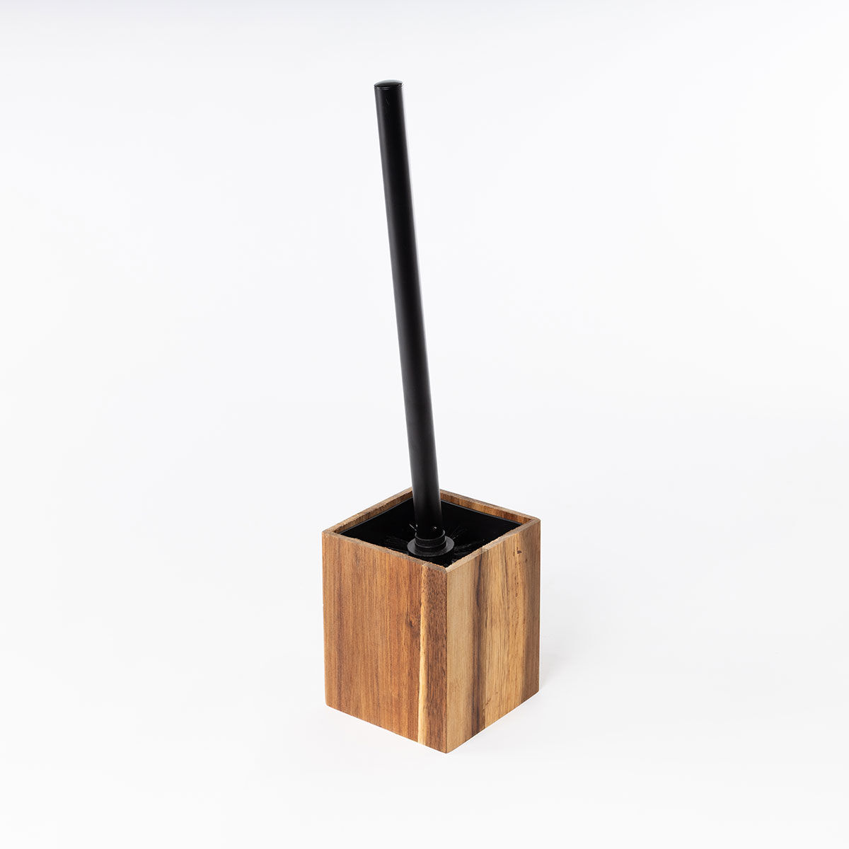 Escova wc castanha em madeira acácia