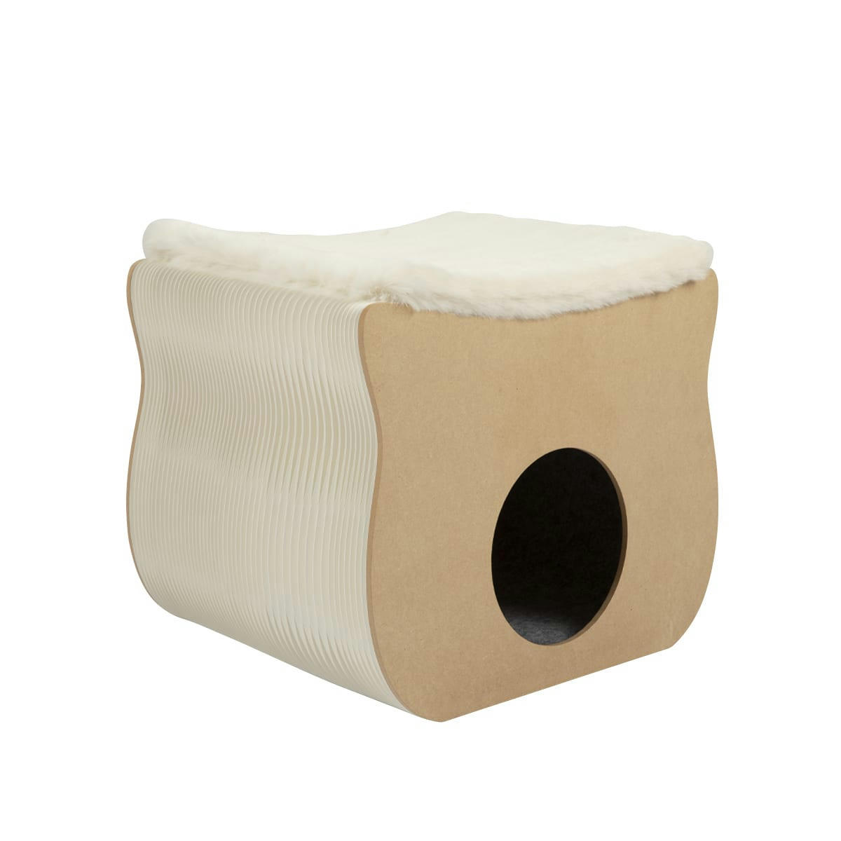 TIGRI - Niche pour chat blanche pliable avec coussin