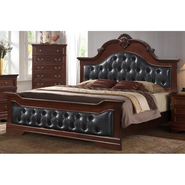 Best Quality Furniture Traditional Antique Brown 4-piece Bedroom Set