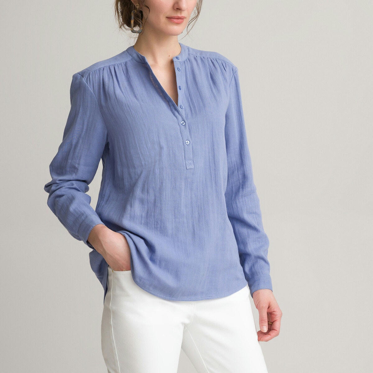 Blouse col tunisien, manches longues