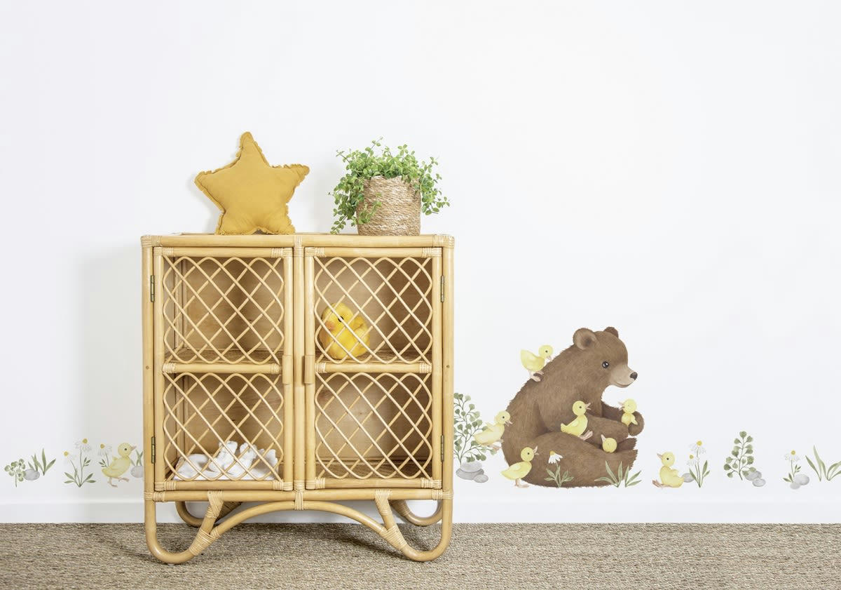 LUCKY DUCKY - Planche de stickers décor ours brun multicolore