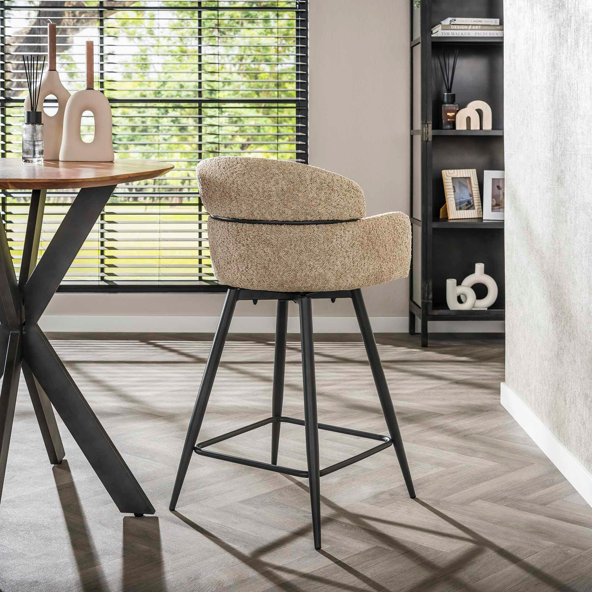 Chaise de bar pivotante en bouclette beige (lot de 2) GALWAY