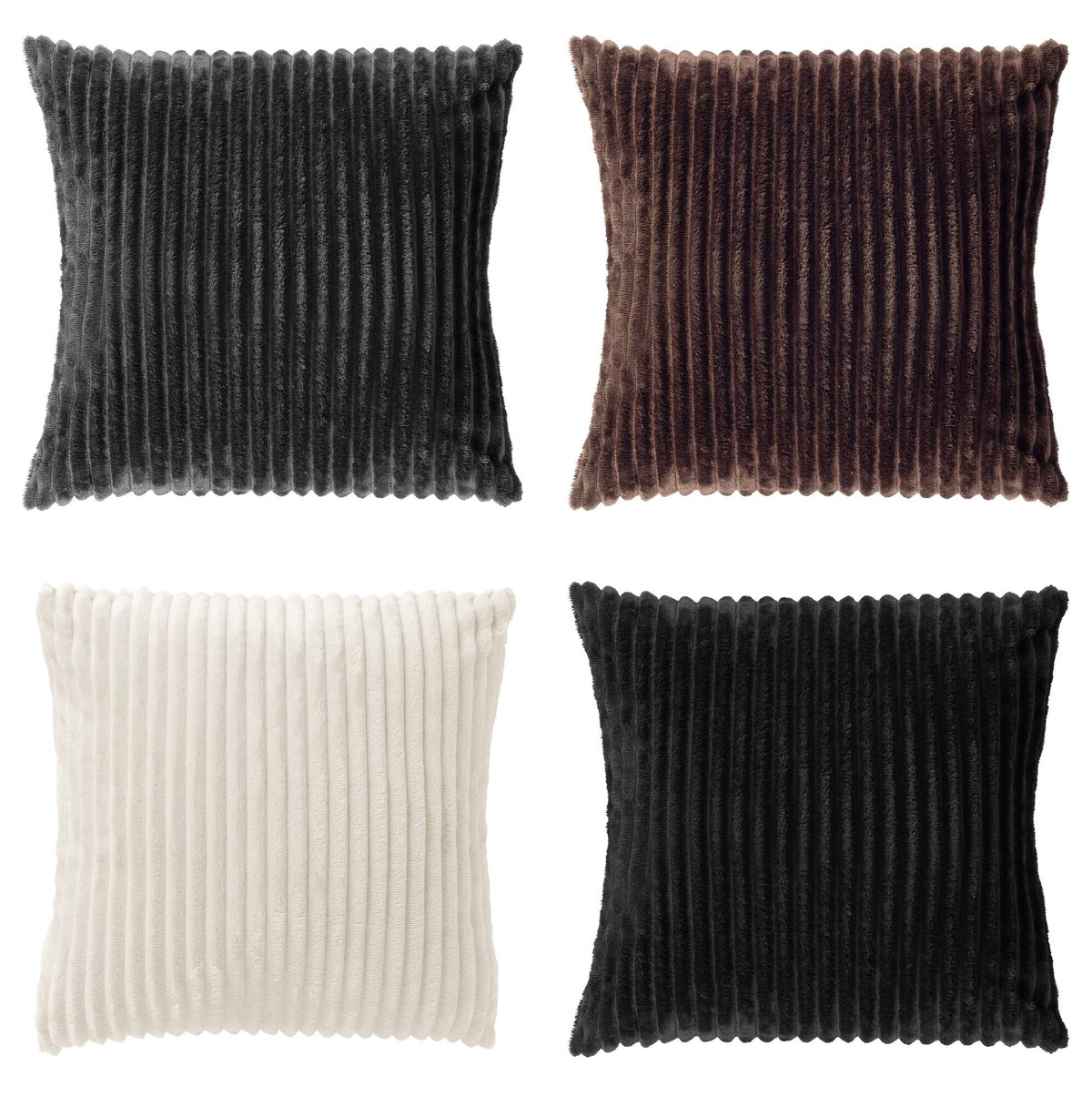 KUSSENSET - 4-delig - Corduroy Quartet - 45x45 cm - inclusief binnenkussens - zwart, wit, bruin, antraciet