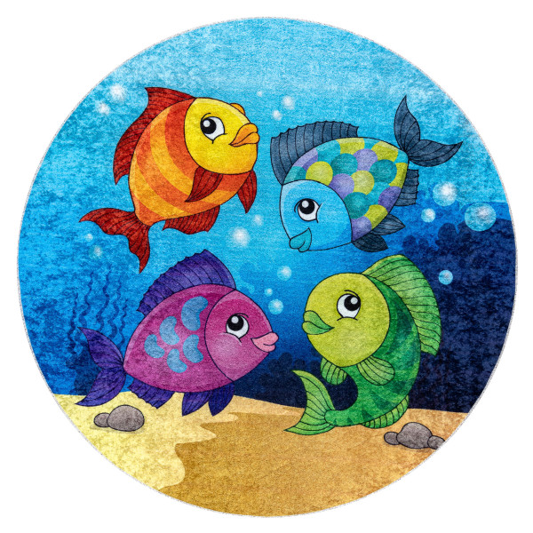 Dywan do prania JUNIOR 51594.801 Rybki, ocean dla dzieci, koło 80 cm