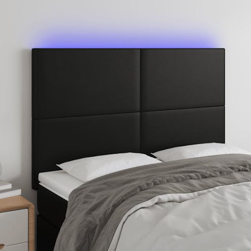 NNEVL LED Headboard Black 144x5x118/128 cm Faux Leather