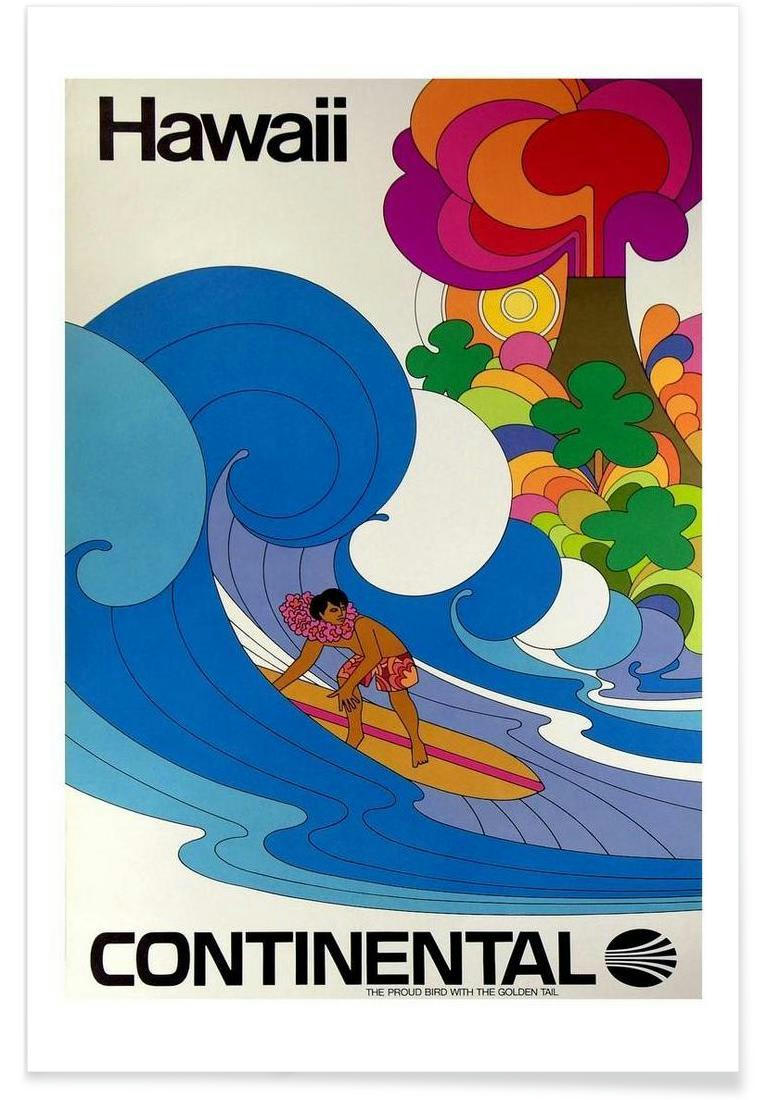 HAWAII4 - Affiche blanc & bleu