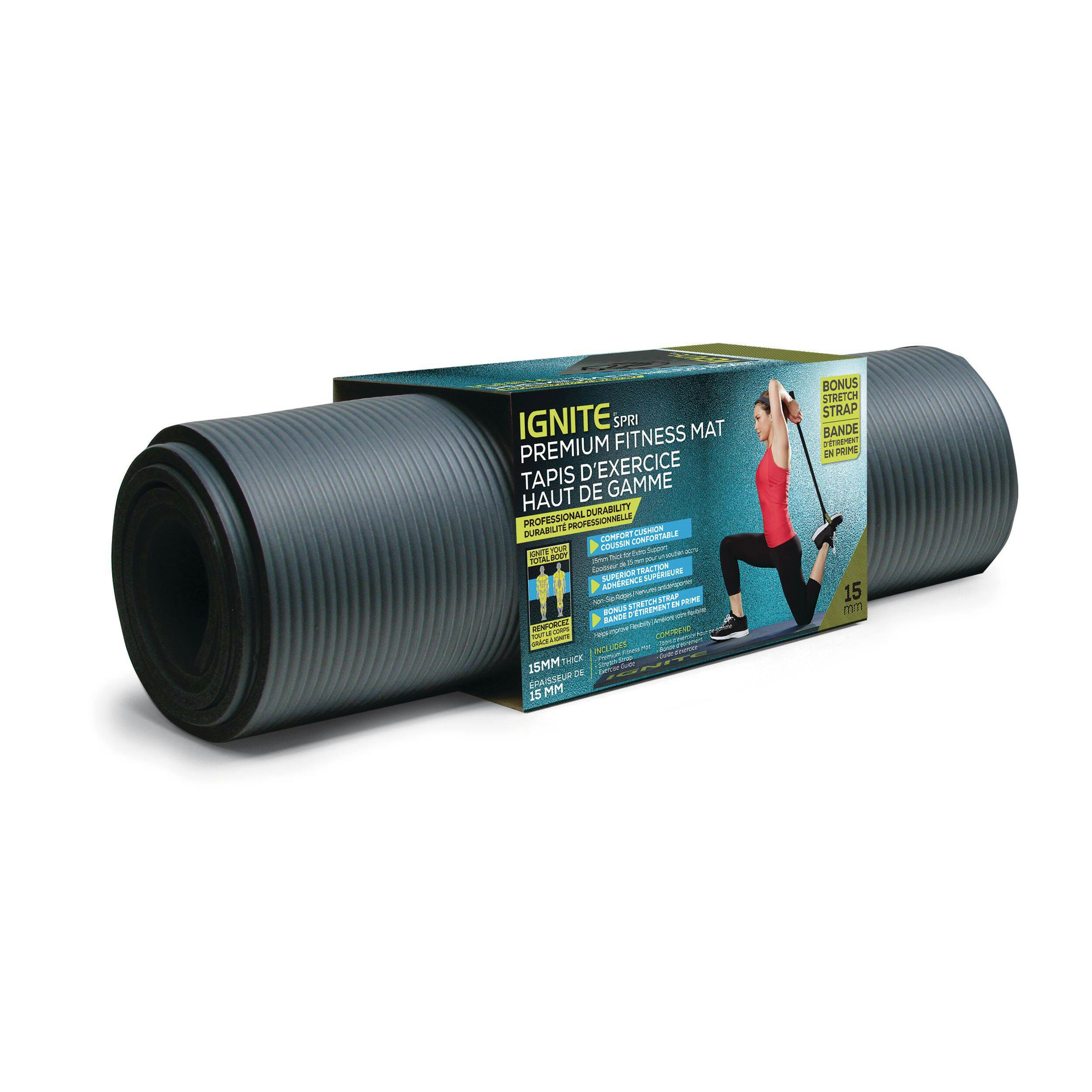 Ignite by SPRI Premium Non-Slip Fitness Mat, 15-mm