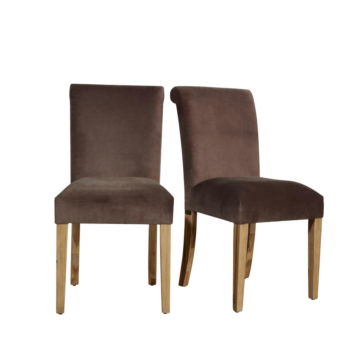 ALIX - ALIX - Chaises en bois et velours, lot de 2 taupe