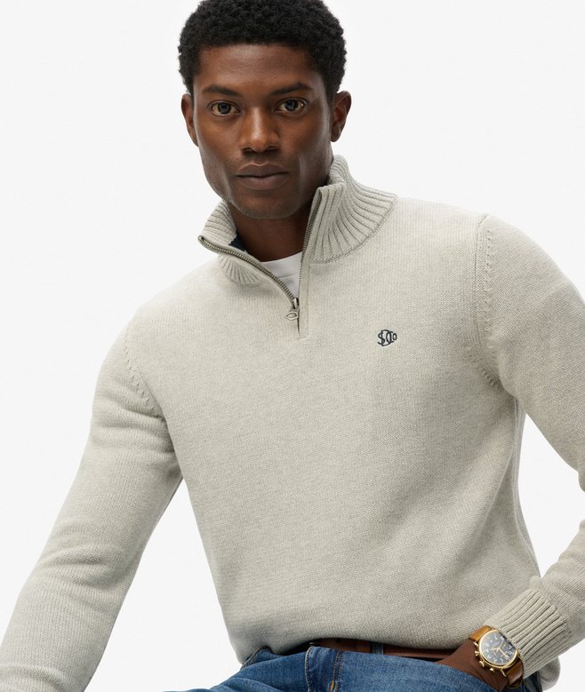 Cotton Half Zip Knit Jumper
