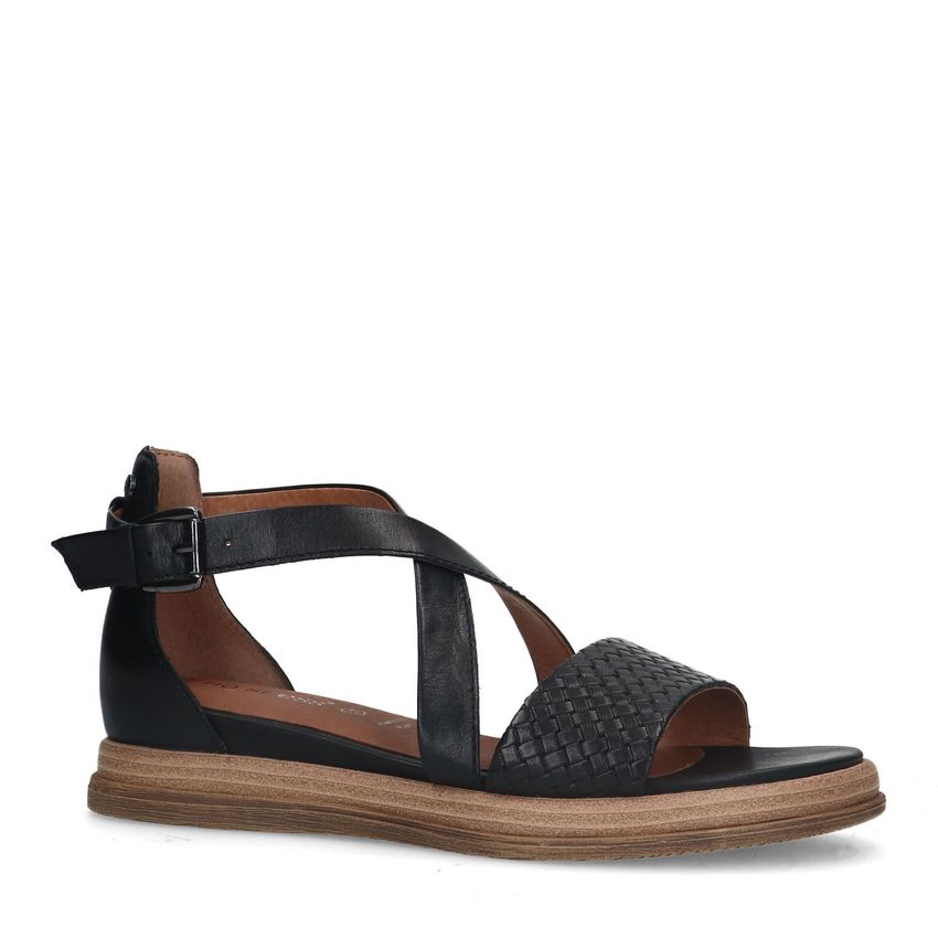No Stress Zwarte leren sandalen
