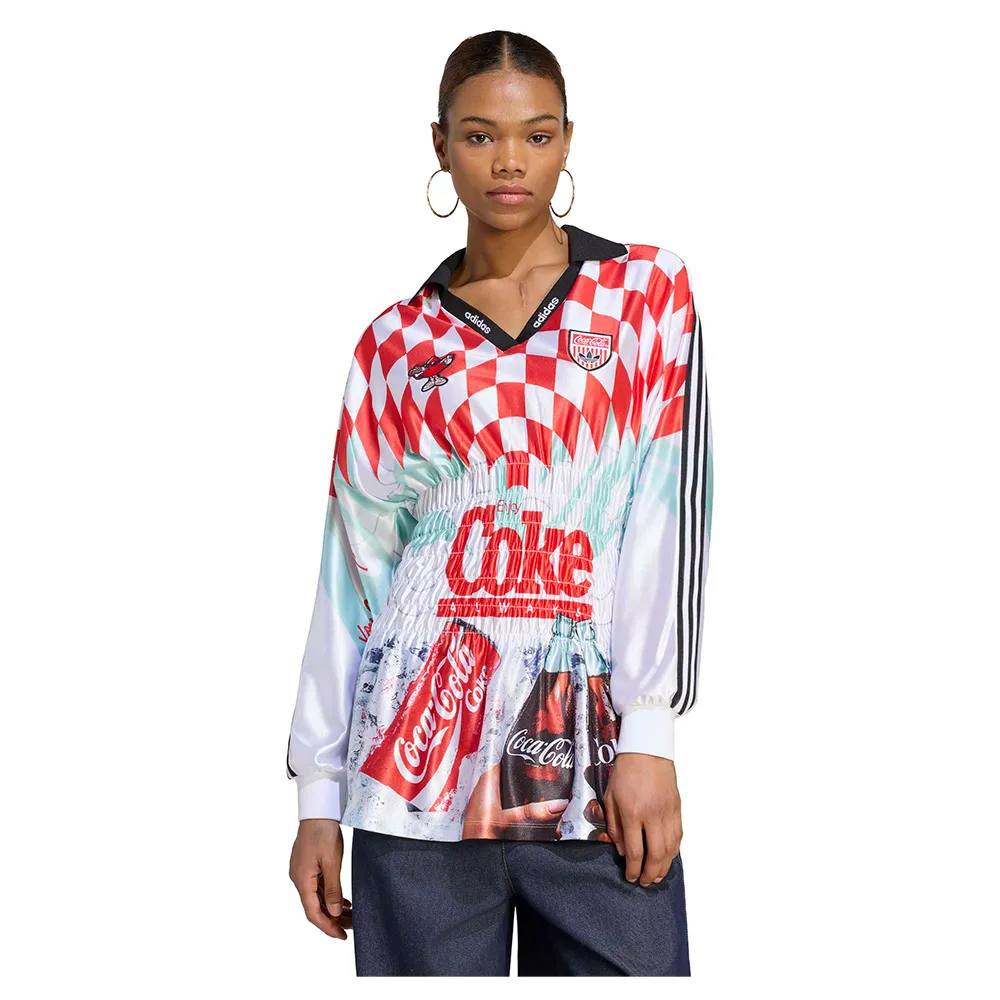 adidas Originals Coca-Cola Mash Up Smocked Jersey long sleeve T-shirt
