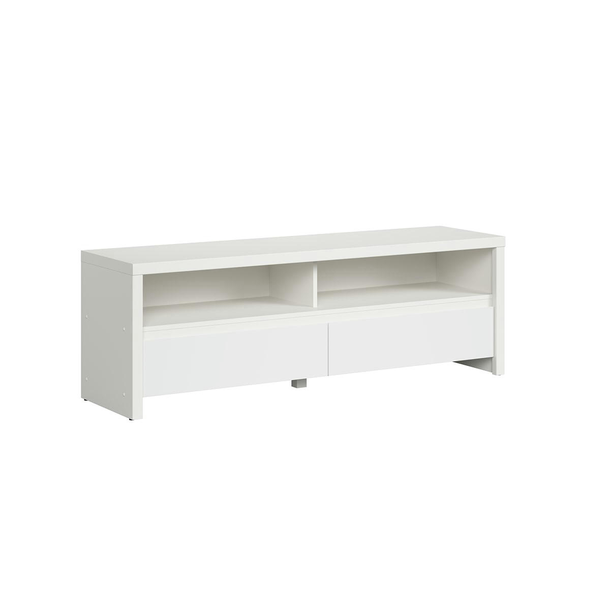- Meuble tv 2 tiroirs 2 niches 143 cm blanc
