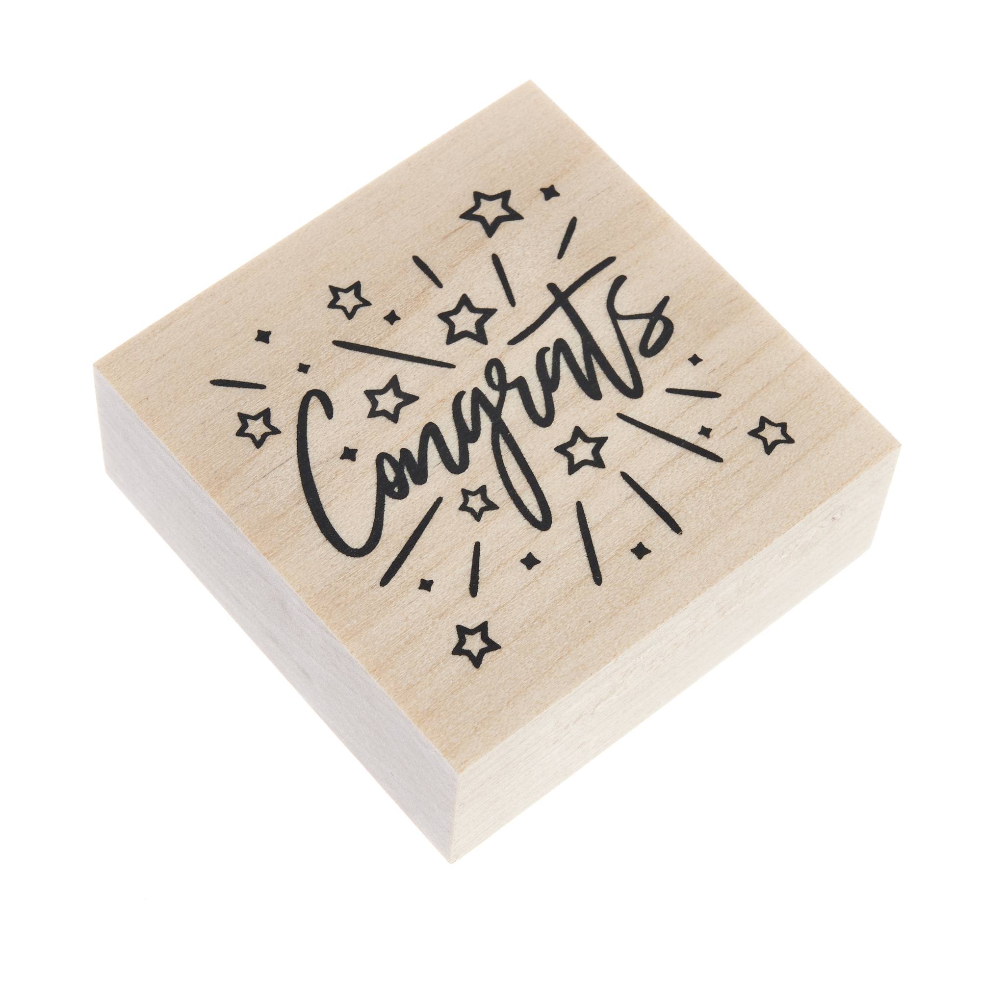 Congrats Wooden Stamp 5cm x 5cm