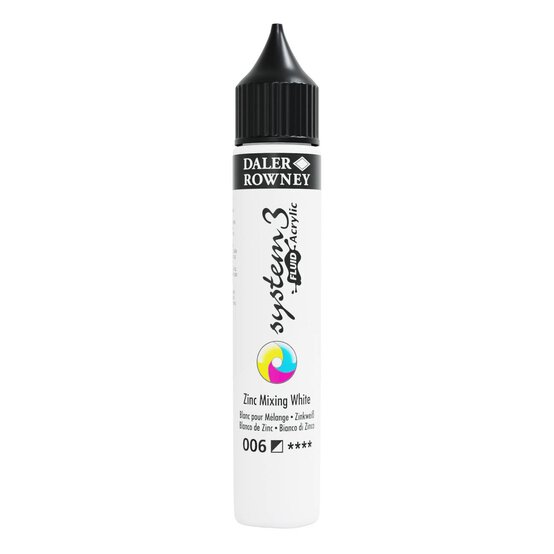 Daler-Rowney System3 Zinc Mixing White Fluid Acrylic 29.5ml (006)