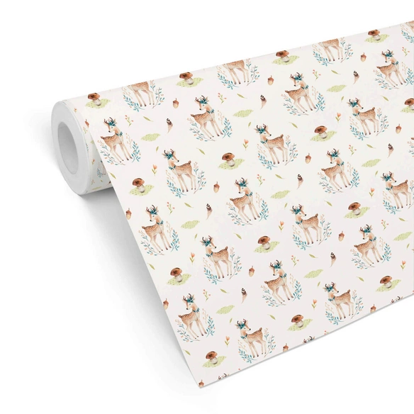 Vliestapete »Kinder Vliestapete«, Waldtiere Baby Reh Bambi, mehrfarbig, matt