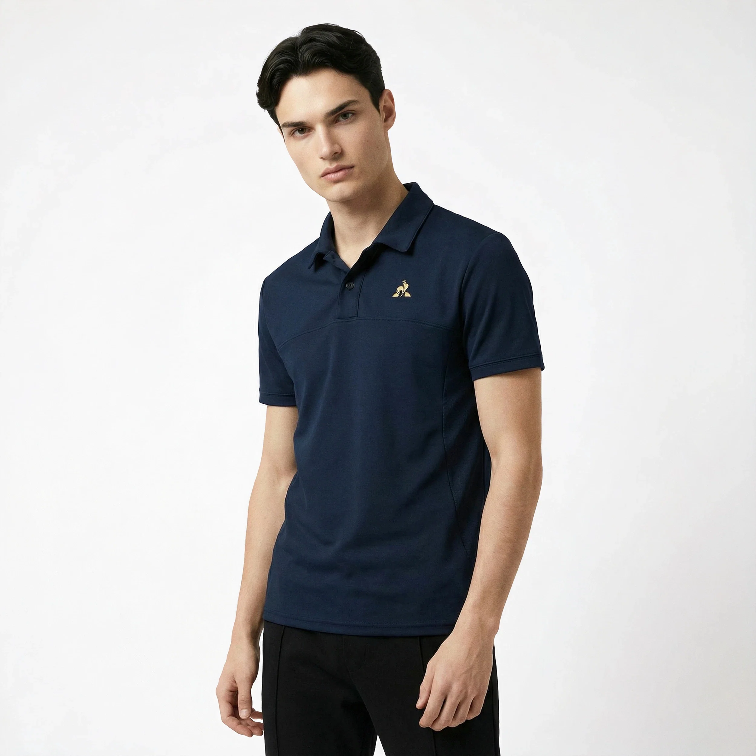 Polo Coq d'Or double face avec empiècements côtés texturés