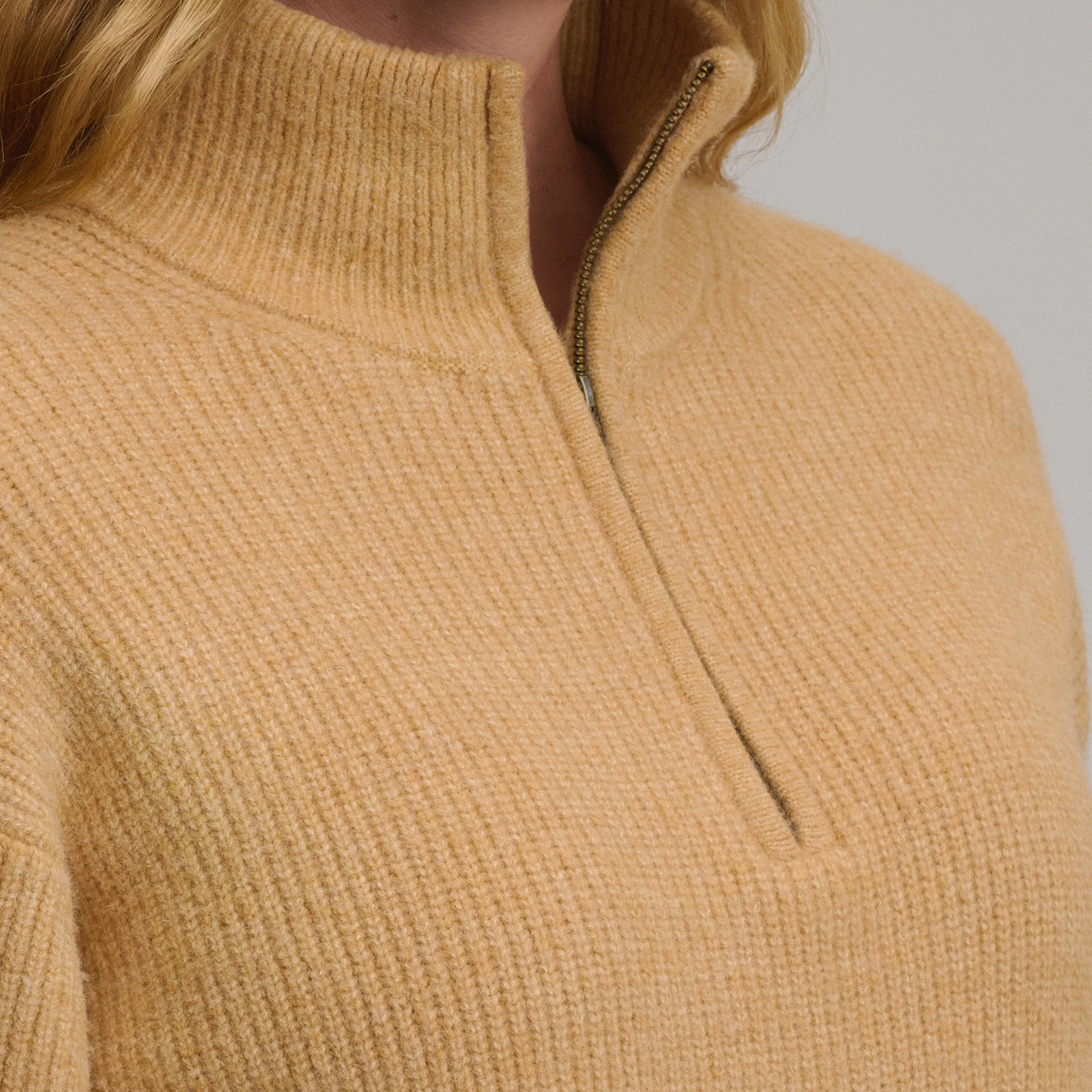 Women's Long-Sleeve Ribbed Zip Mock Sweater Dress
