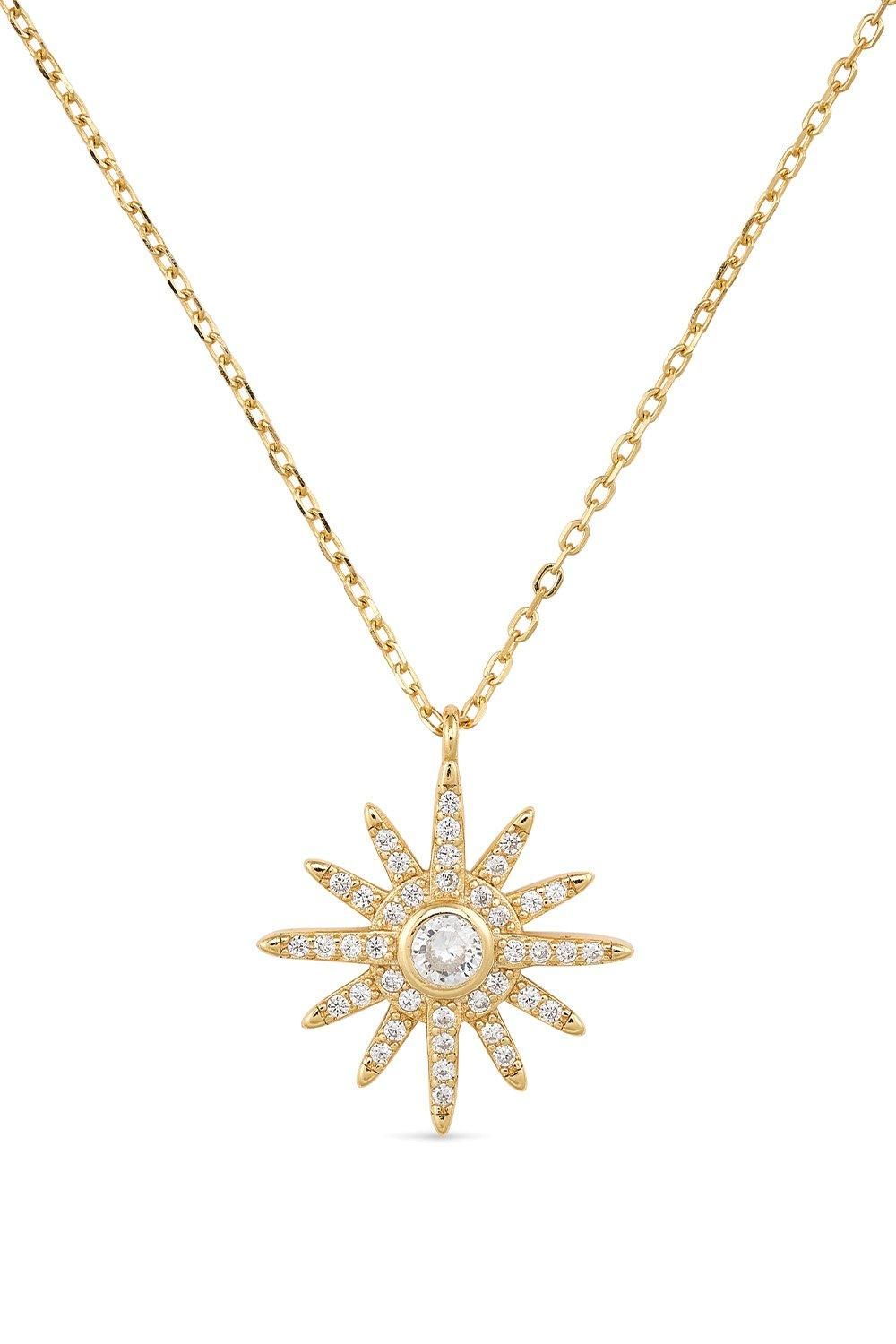Elk & Bloom Dainty 14K Gold Star Sun Necklace