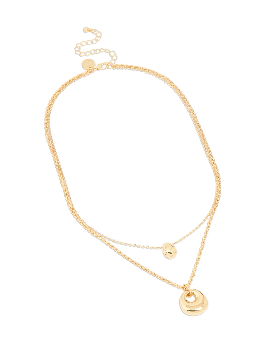 Gold Plated Organic Oval Layered Necklace