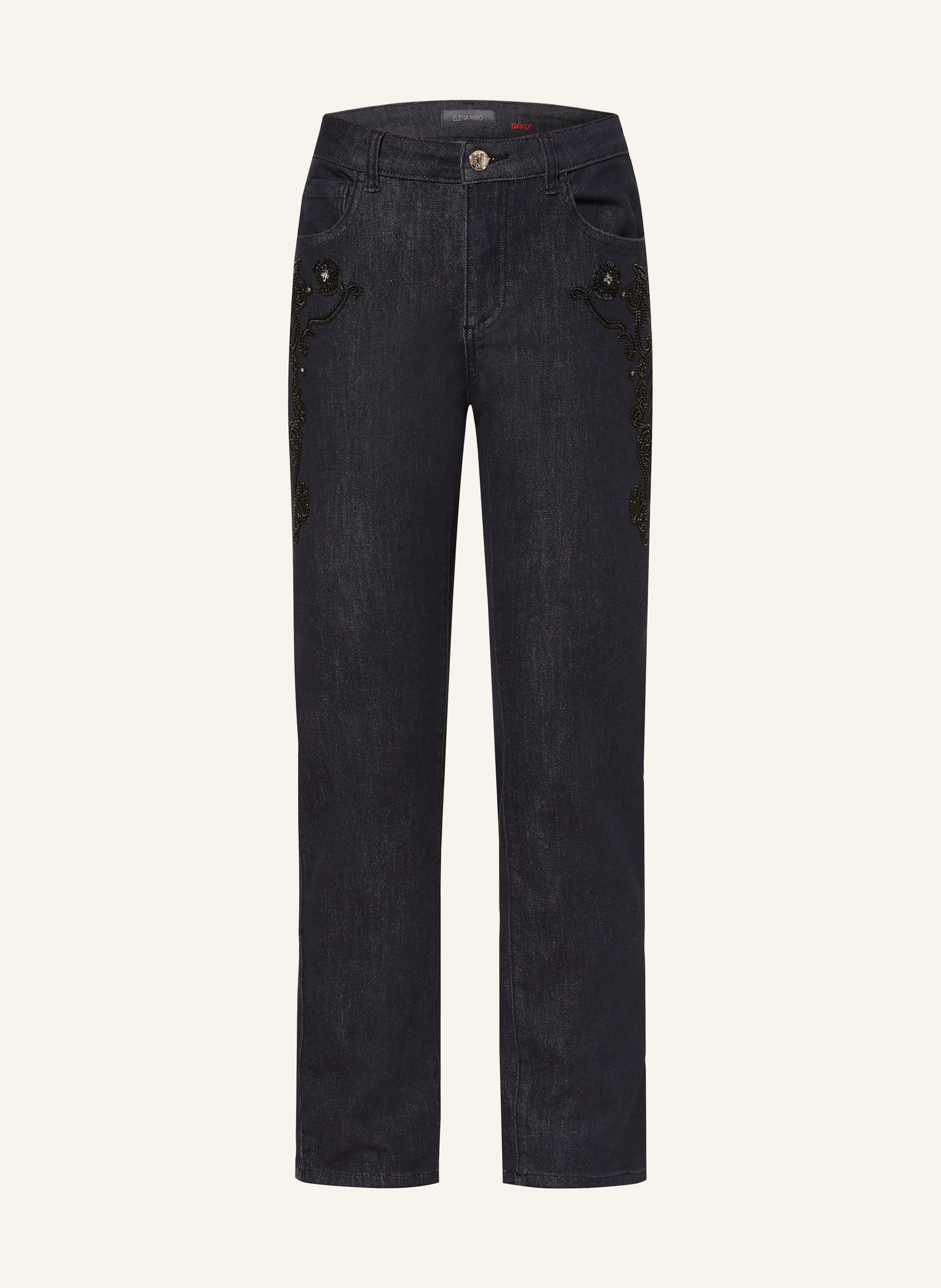 ELENA MIRO Straight Jeans mit Schmucksteinen und Pailletten