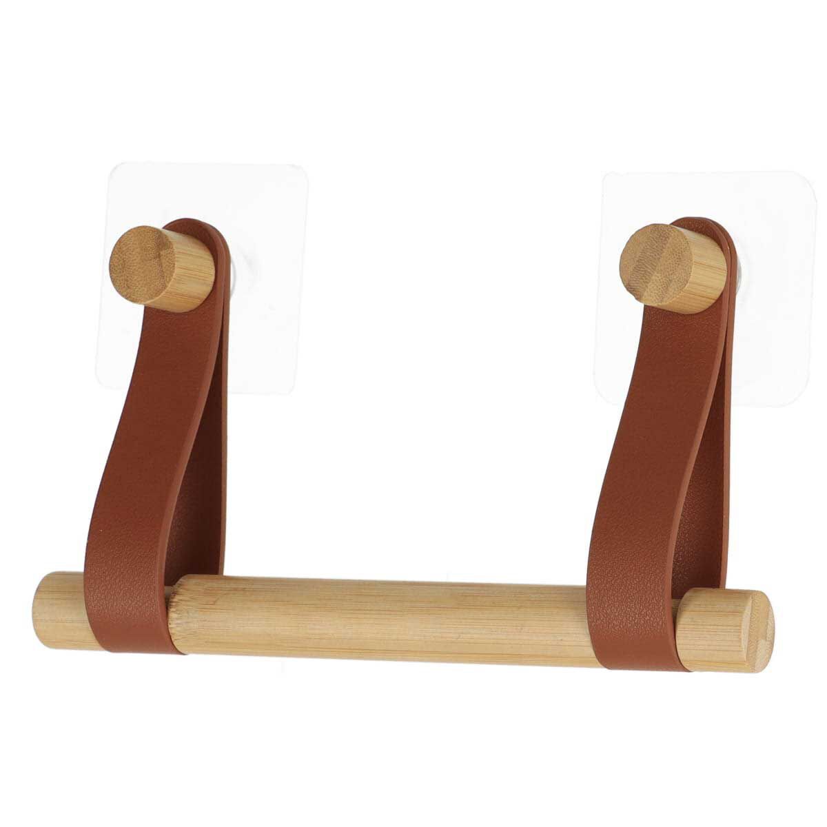 Porta rolos wc em bambu com alça caramelo