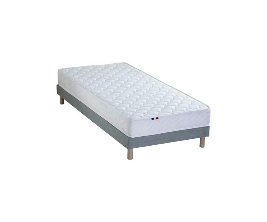 ENSEMBLE STRATUS - Ensemble matelas mousse sommier gris 90x190