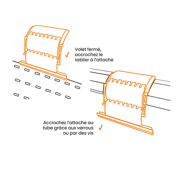 Attache tablier, Lame de 8 mm, 3 maillons, Volet roulant