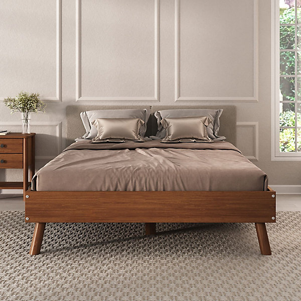 Lit futon KARRI 140 x 190 cm, en bois massif - Coloris châtaignier