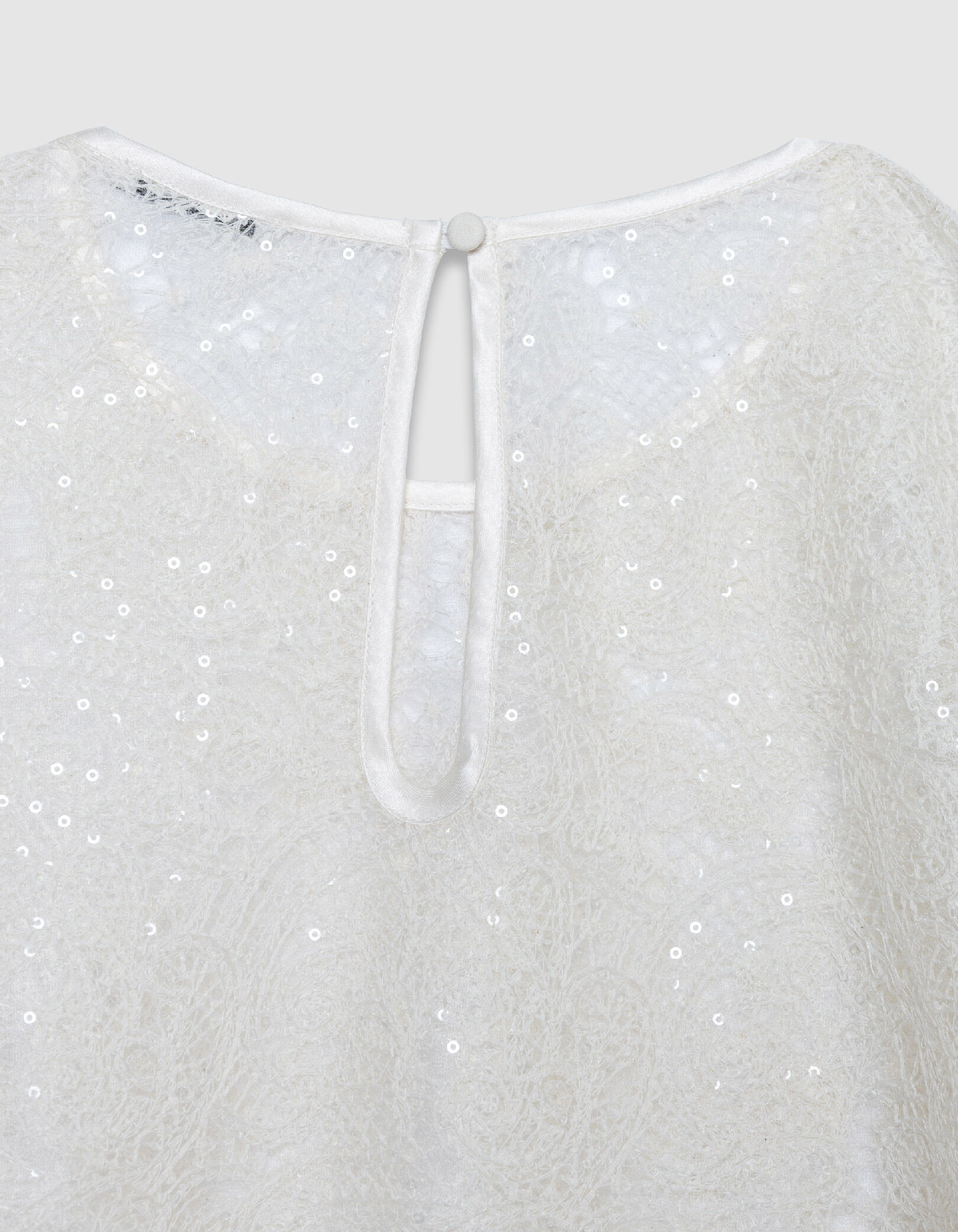 Blouse courte blanche en dentelle Femme