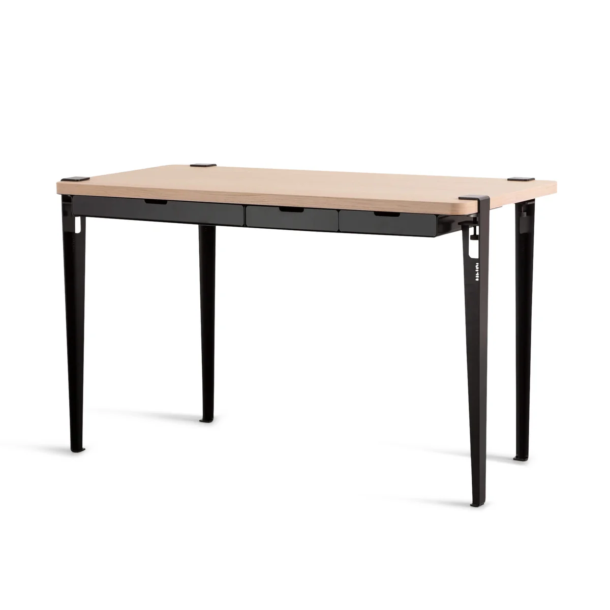 TipToe - MONOCHROME Schreibtisch mit Schubladen, Eiche / graphitschwarz