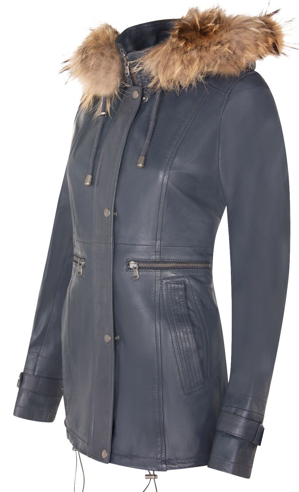Infinity Leather Leather Hooded Parka Jacket-Putian