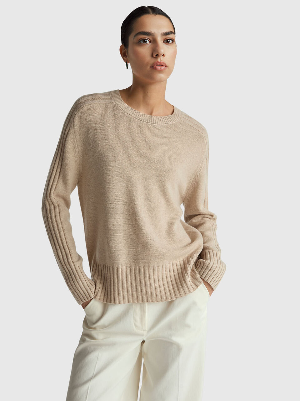 Wide sweater in pure cashmere