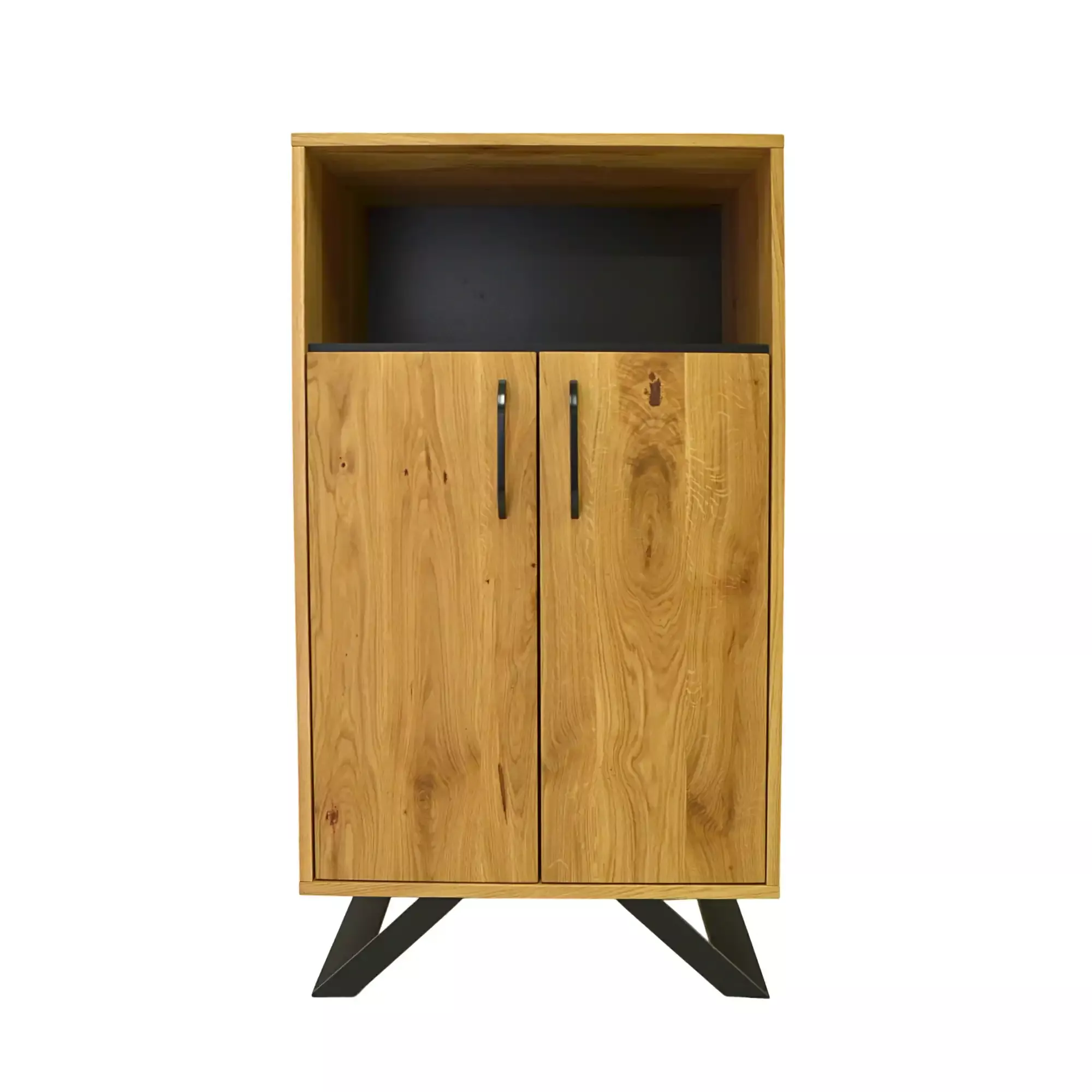 Dębowa szafka z drewna litego i metalu do salonu JORGEN II