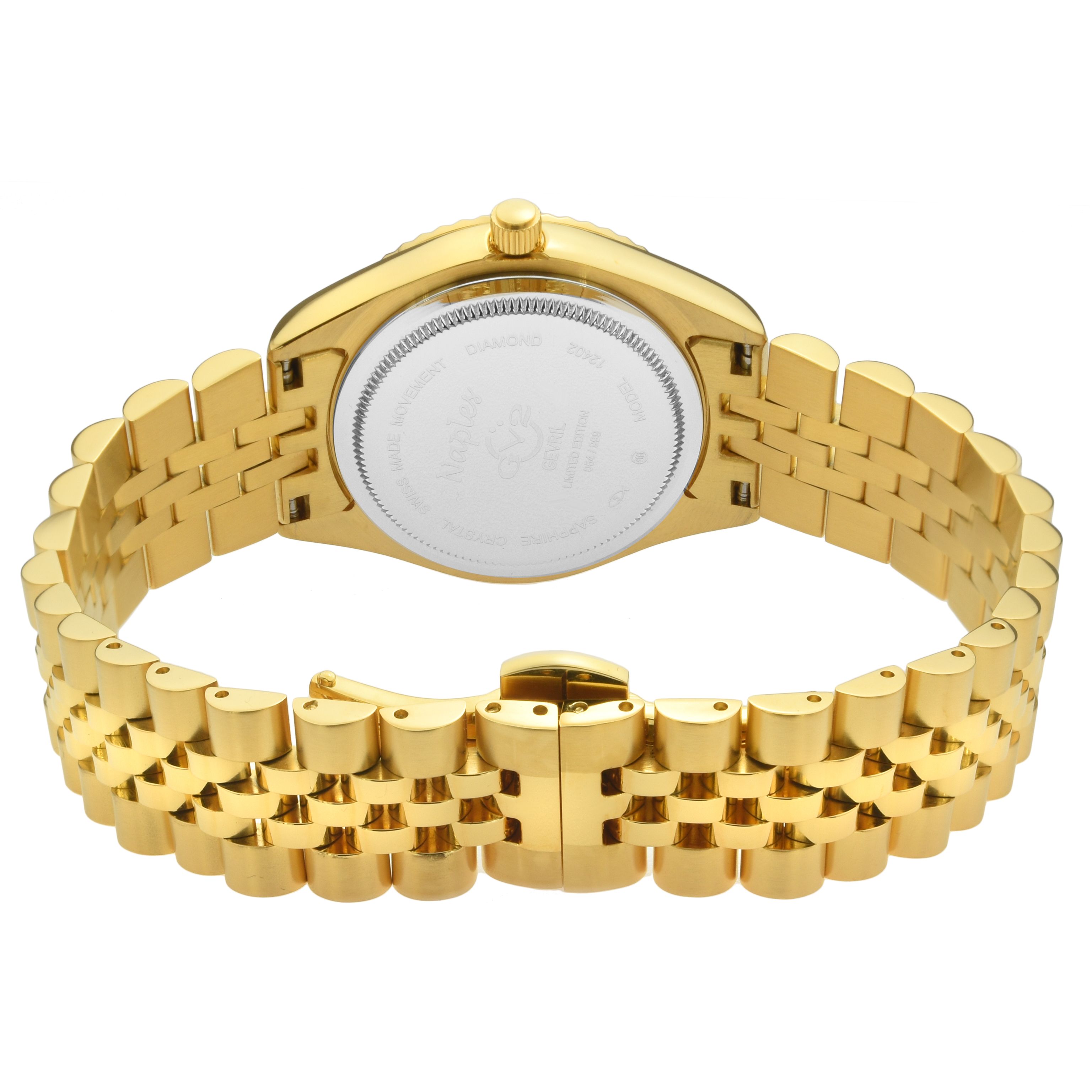 GV2 GV2 Naples Women's Blue Dial Yellow Gold 34 MM Stainless Steel Watch