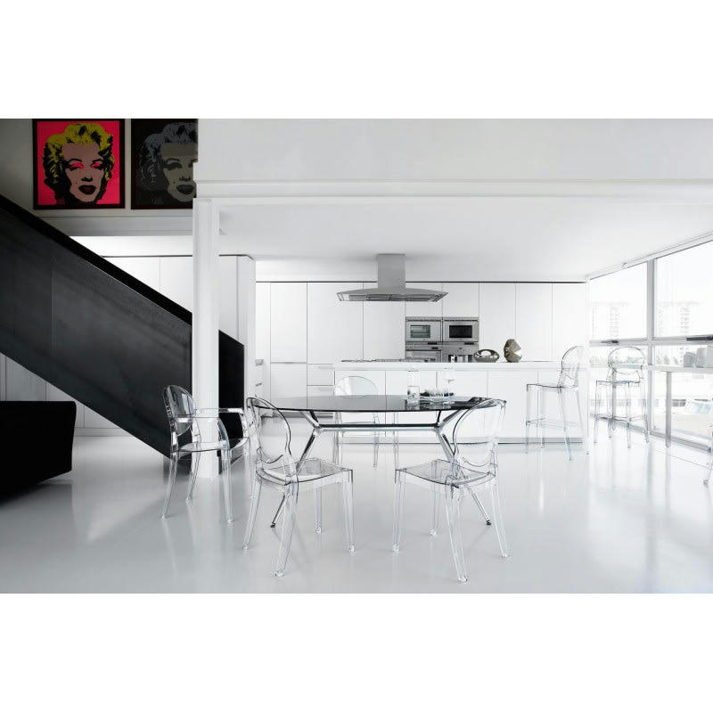 IGLOO - Chaise design en plastique gris transparent