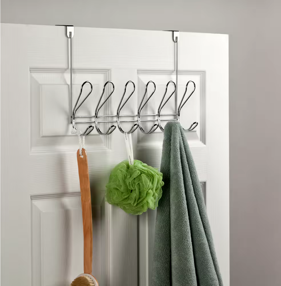Peerless Dolen 6-Hook Over-the-Door Rail, Silver
