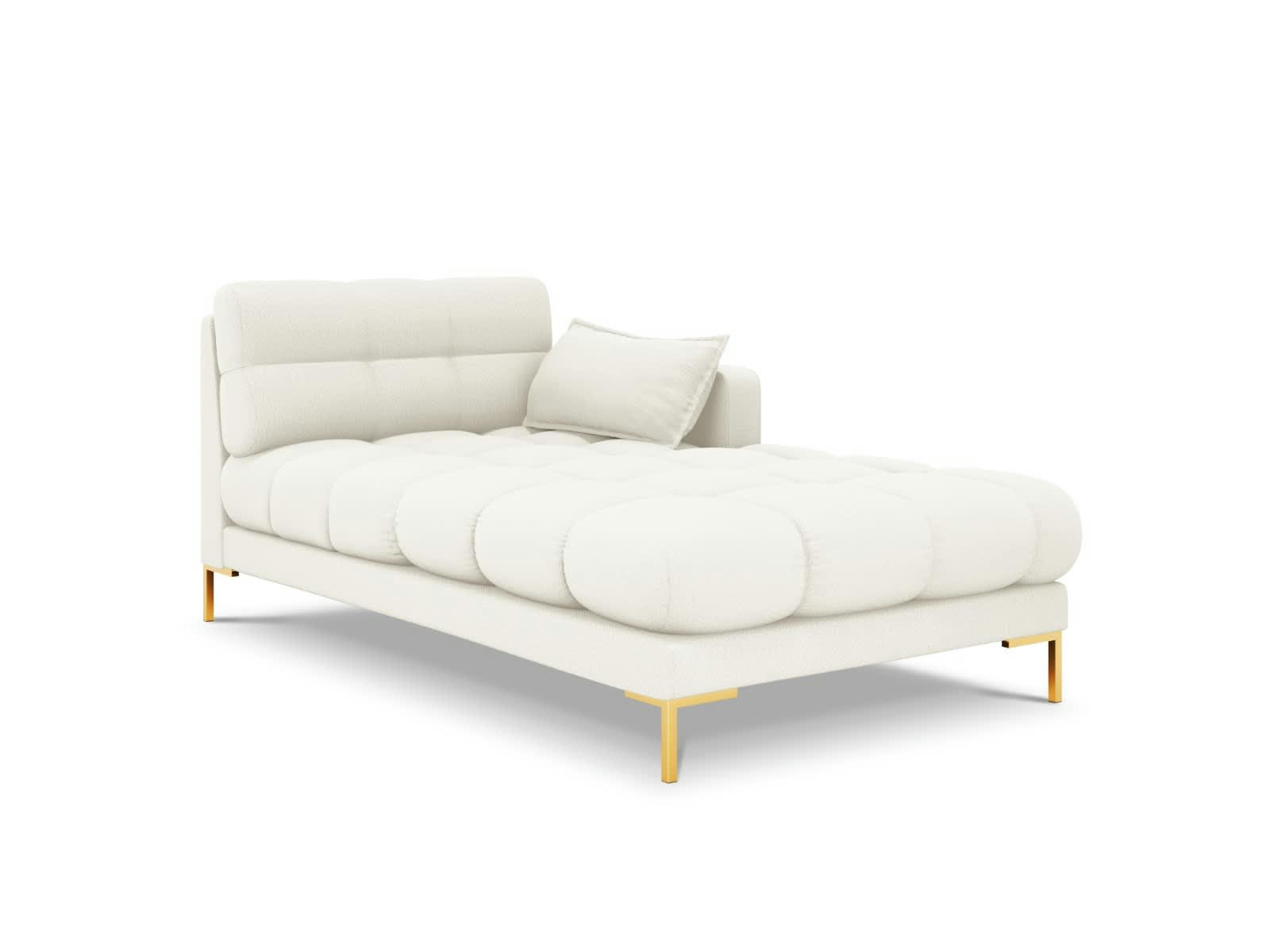 MAMAIA - Méridienne droite 1 place en tissu structurel beige clair