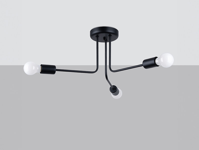 Lampa sufitowa Norah 3-punktowa stalowa czarna