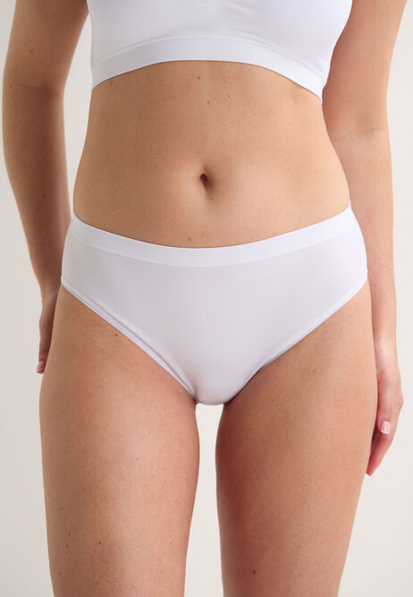 Womens White High Leg Seam Free Briefs
