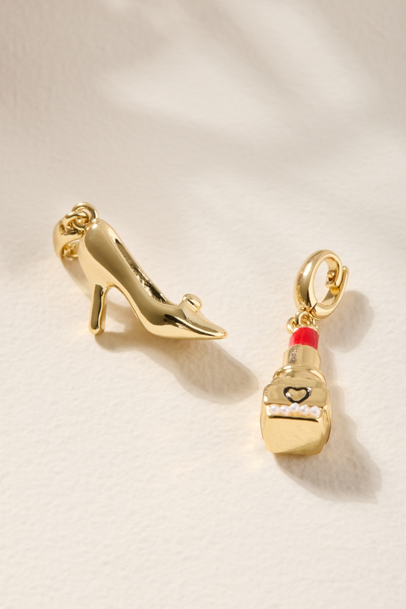 Lipstick and Heel Charm Set Gold