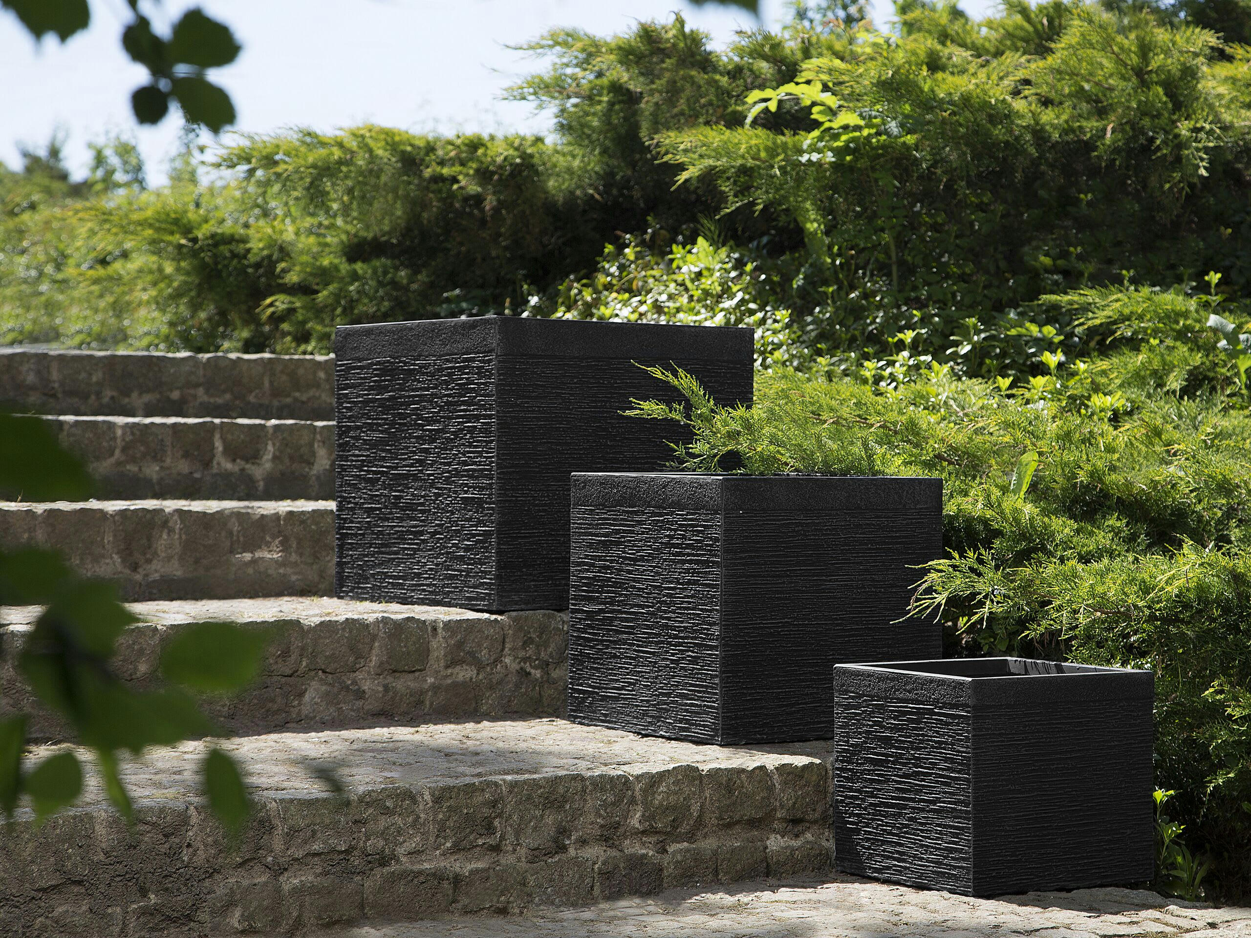 PAROS - Cache-pot d'extérieur en céramique noir H28