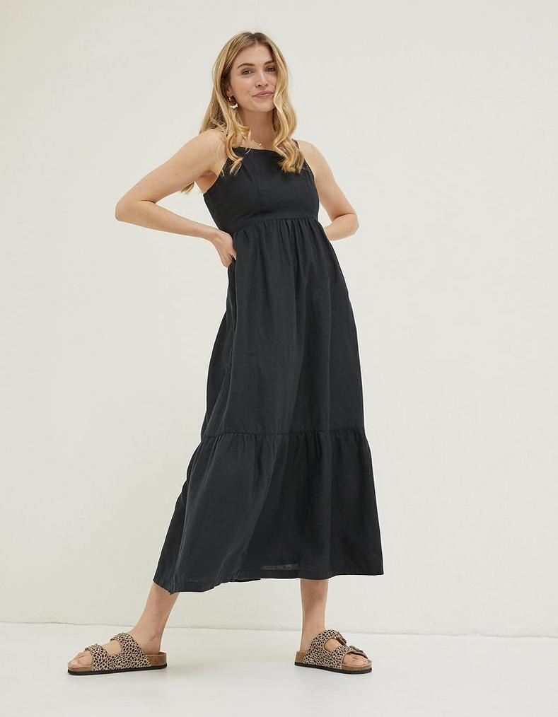 Julien Tie Back Linen Midi Dress